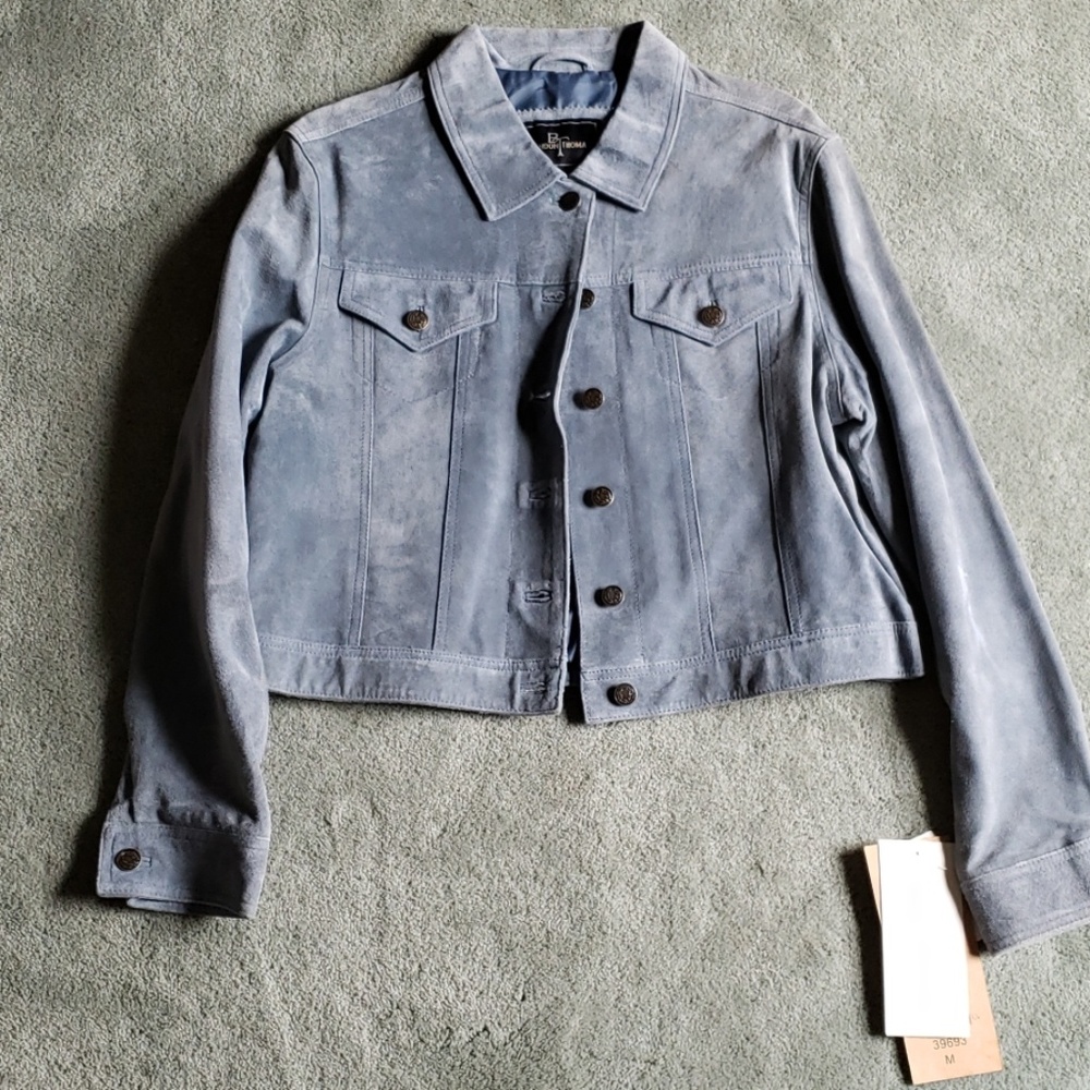 NWT Brandon Thomas Sz M blue suede jacket - Picture 2 of 8